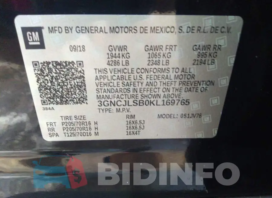 3GNCJLSB0KL169765 Photo# 9