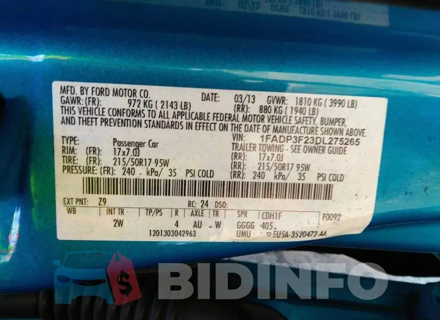1FADP3F23DL275265 Photo# 9