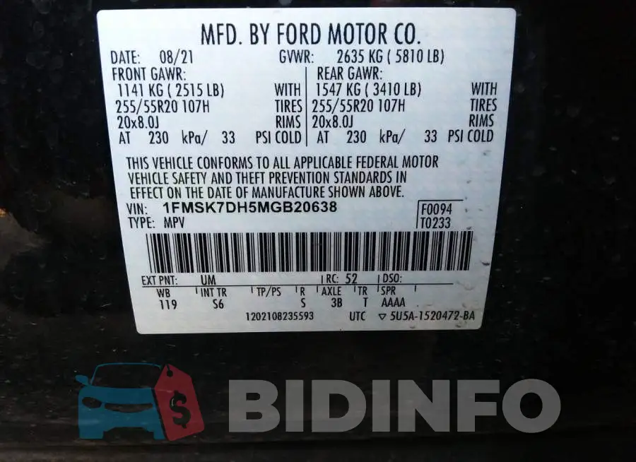 1FMSK7DH5MGB20638 Photo# 9