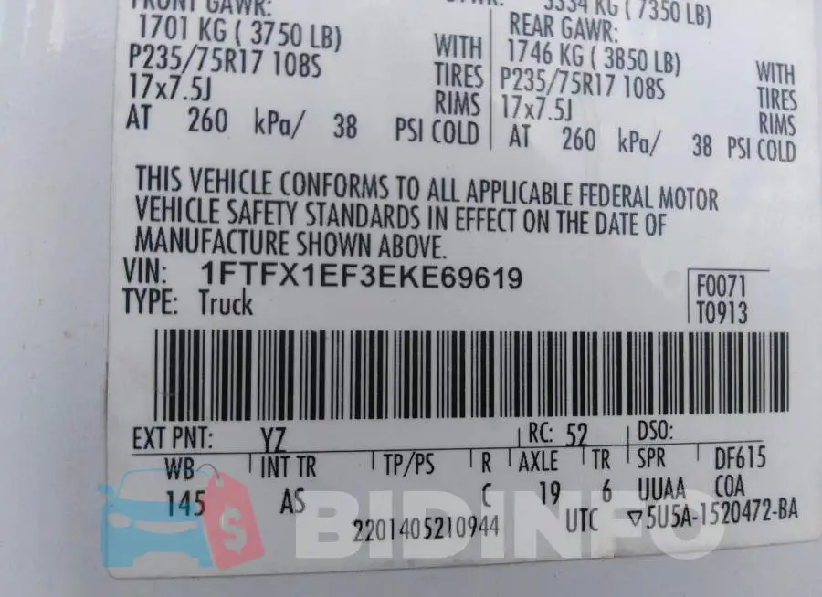 1FTFX1EF3EKE69619 Photo# 9