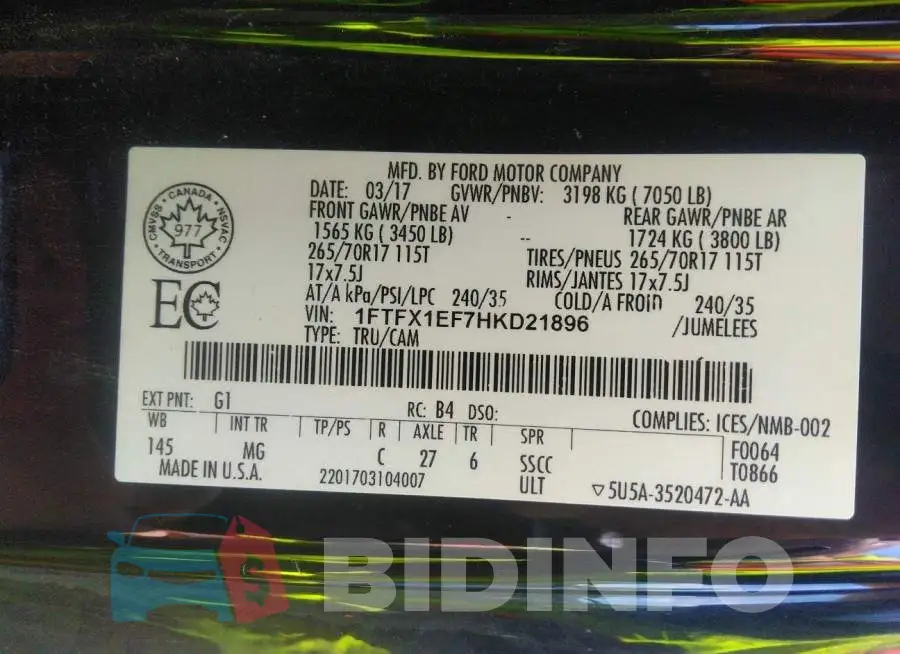 1FTFX1EF7HKD21896 Photo# 9