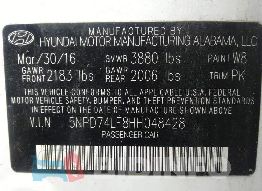 5NPD74LF8HH048428 Photo# 9