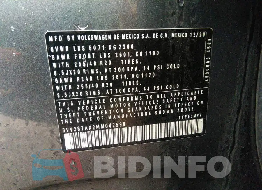 3VV2B7AX2MM042598 Photo# 9