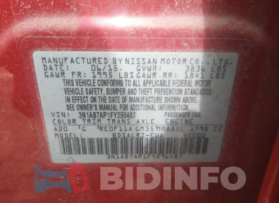 3N1AB7AP1FY296487 Photo# 9