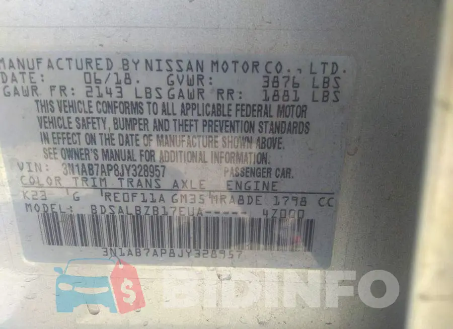3N1AB7AP8JY328957 Photo# 9