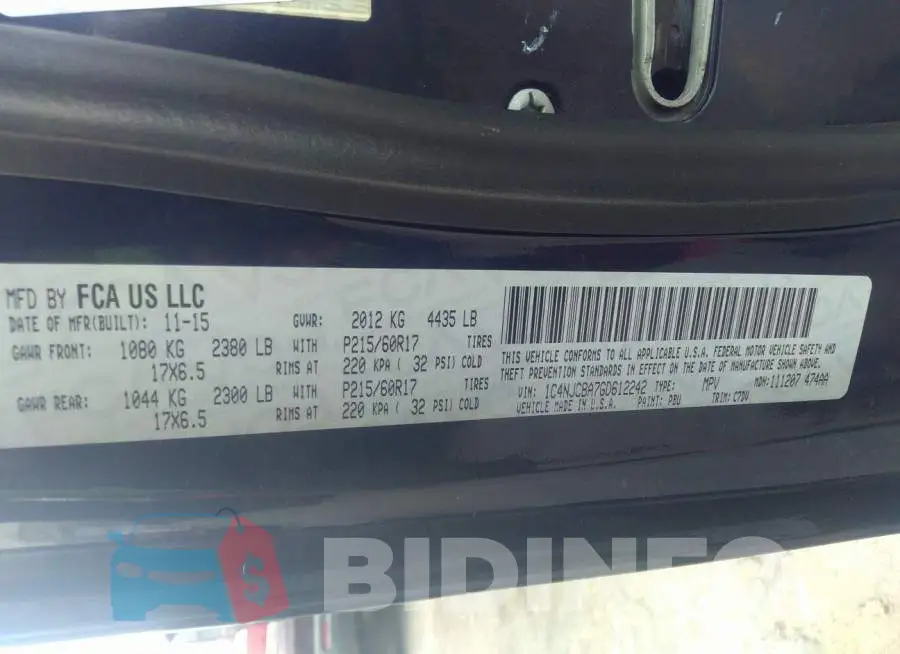 1C4NJCBA7GD612242 Photo# 9
