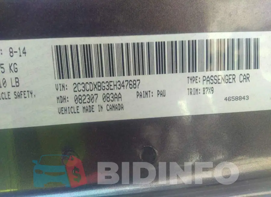 2C3CDXBG3EH347687 Photo# 9