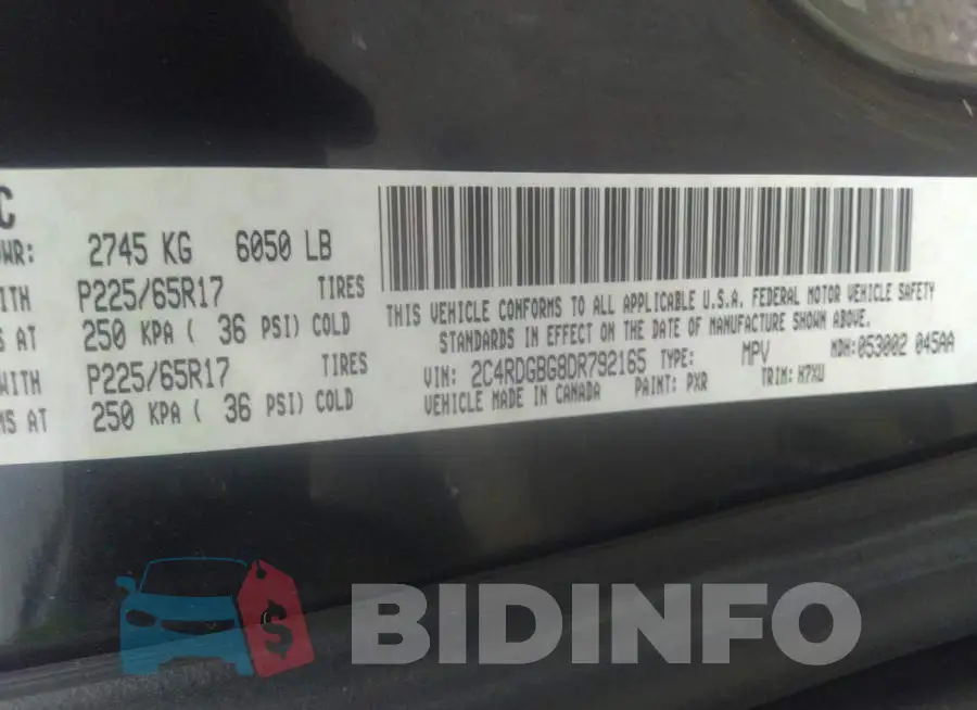 2C4RDGBG8DR792165 Photo# 9