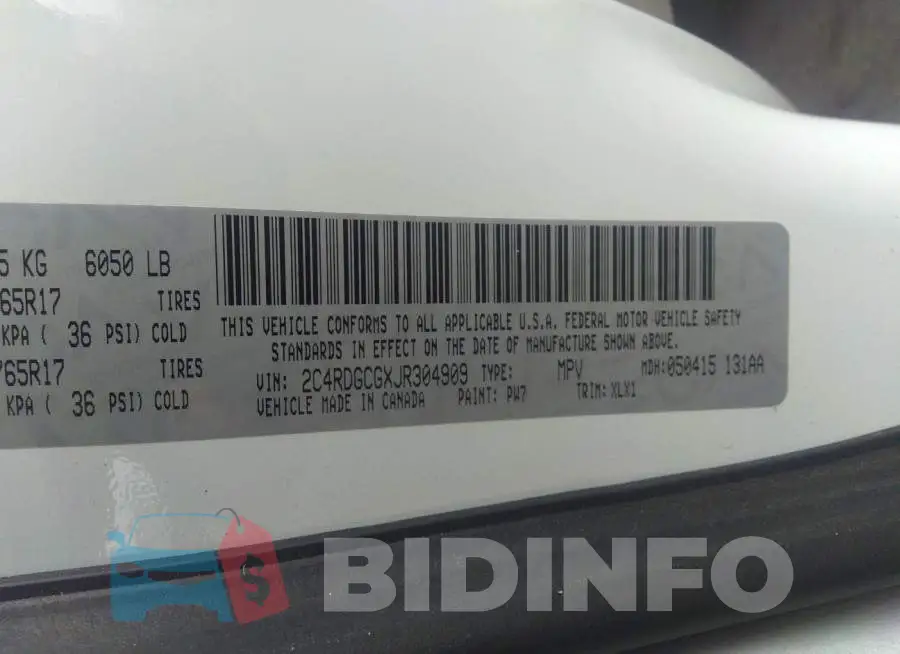 2C4RDGCGXJR304909 Photo# 9