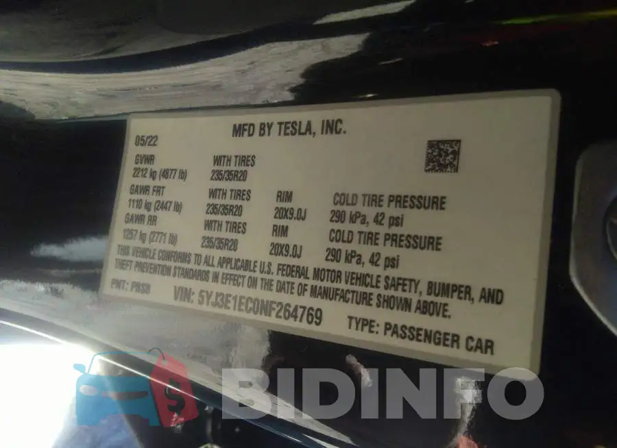 5YJ3E1EC0NF264769 Photo# 9