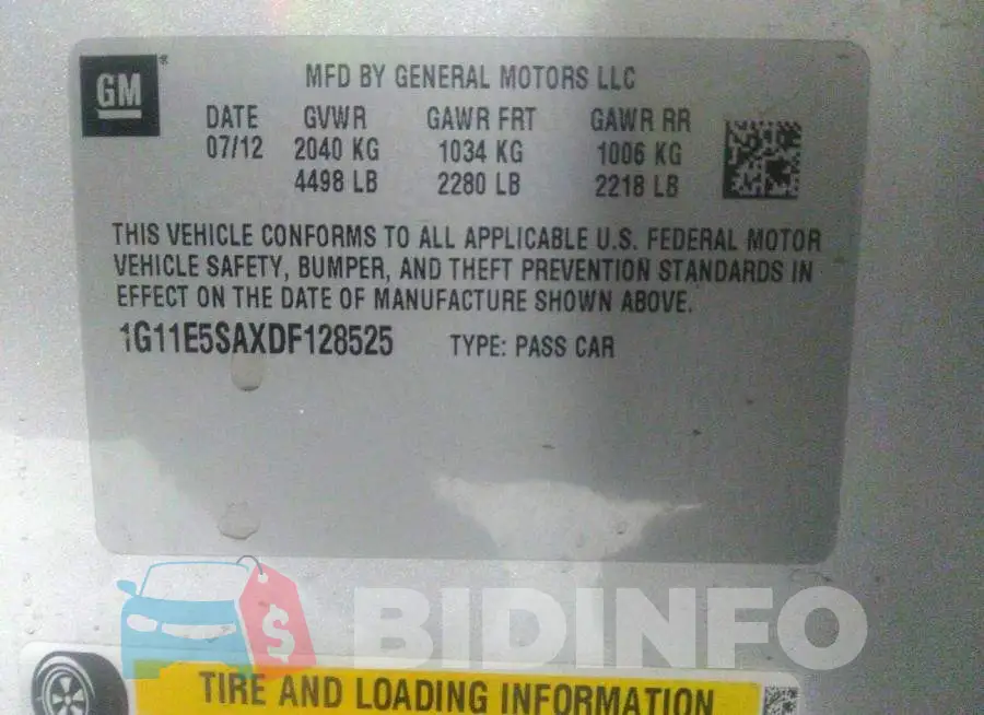 1G11E5SAXDF128525 Photo# 9