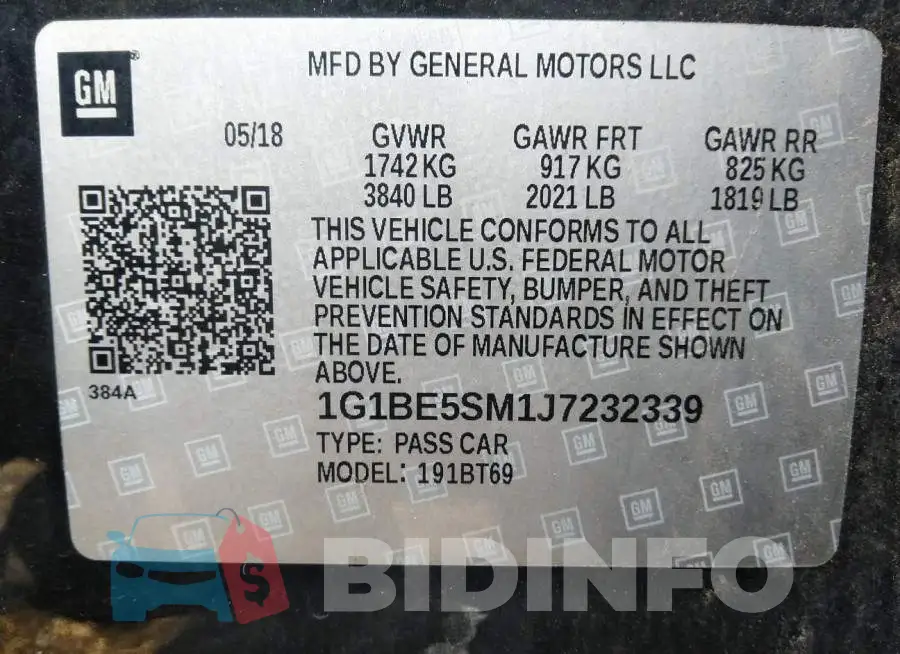 1G1BE5SM1J7232339 Photo# 9