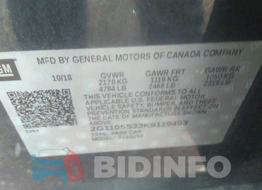 2G1105S33K9119493 Photo# 9