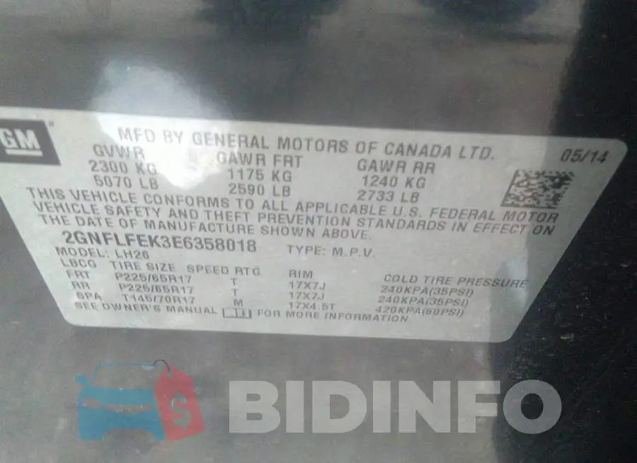 2GNFLFEK3E6358018 Photo# 9