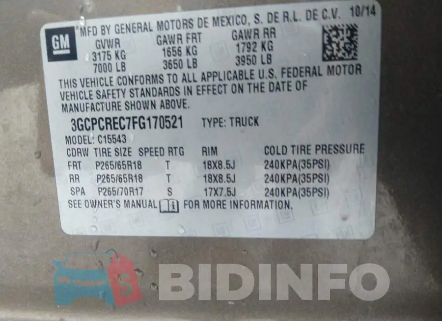 3GCPCREC7FG170521 Photo# 9