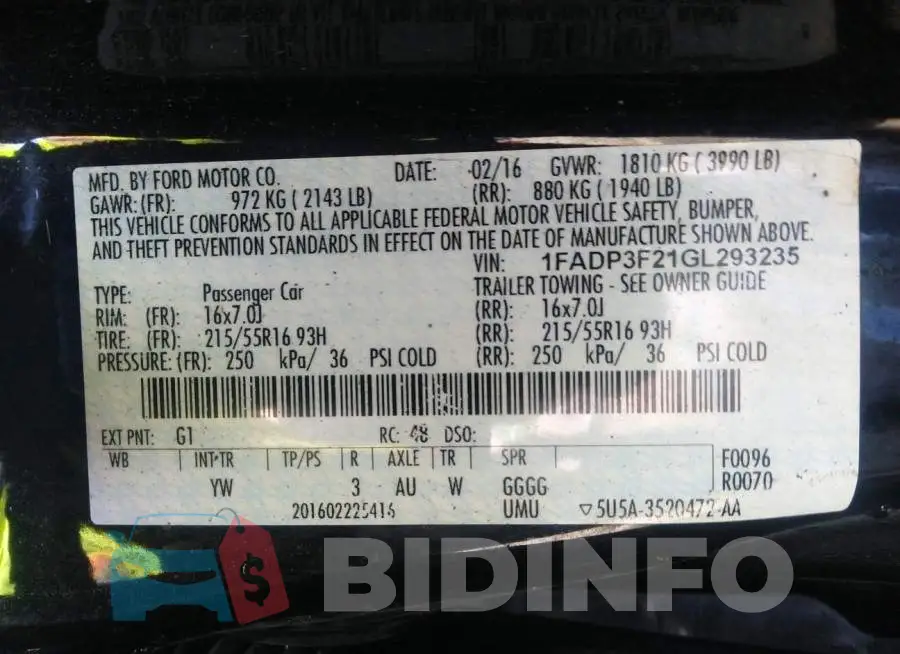 1FADP3F21GL293235 Photo# 9