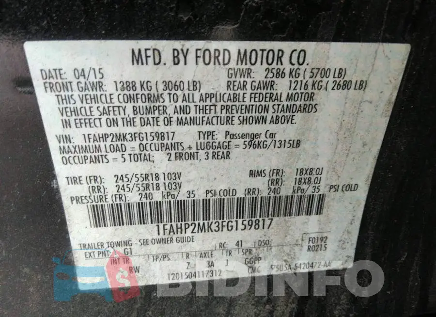 1FAHP2MK3FG159817 Photo# 9