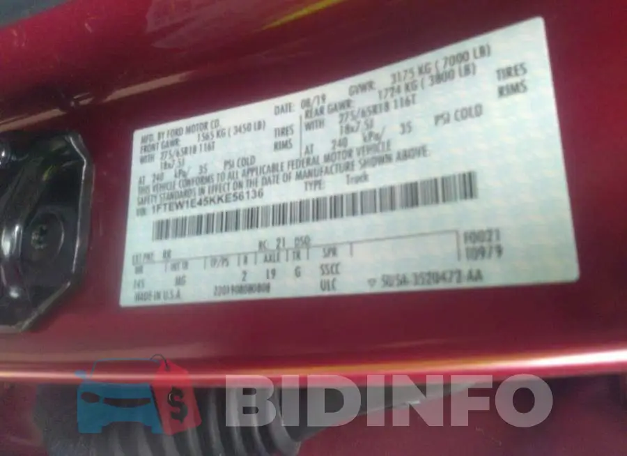 1FTEW1E45KKE56136 Photo# 9