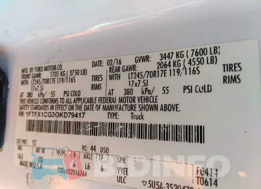 1FTFX1CG3GKD79417 Photo# 9