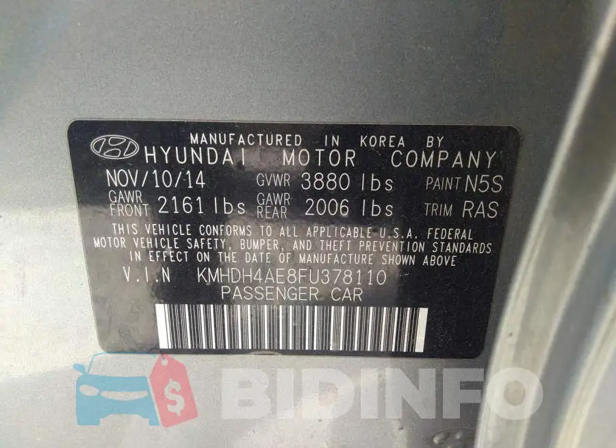 KMHDH4AE8FU378110 Photo# 9