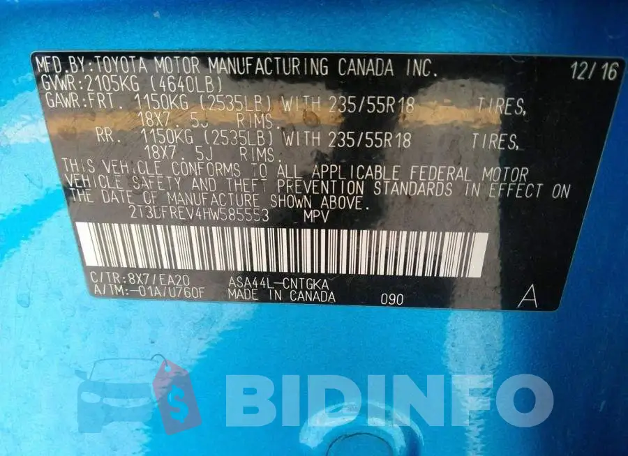 2T3DFREV4HW585553 Photo# 9
