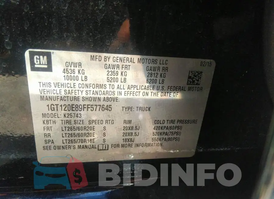 1GT120E89FF577645 Photo# 9