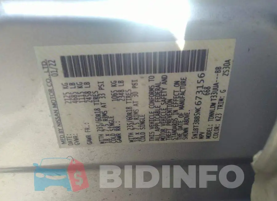 5N1BT3BB5NC673156 Photo# 9