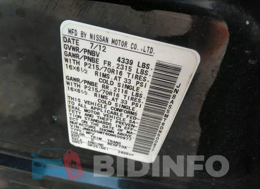 JN8AS5MT6DW500977 Photo# 9