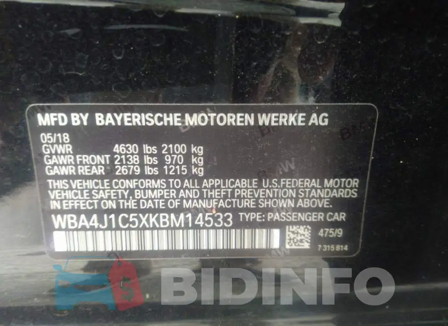 WBA4J1C5XKBM14533 Photo# 9