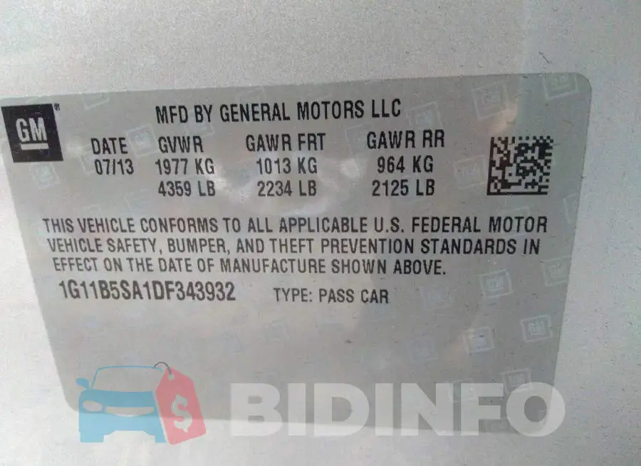 1G11B5SA1DF343932 Photo# 9