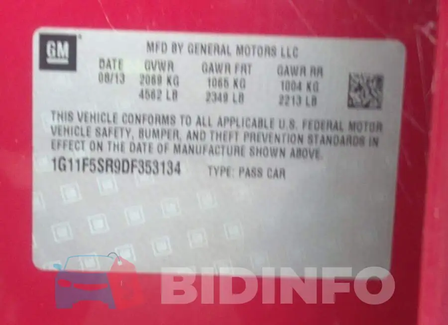 1G11F5SR9DF353134 Photo# 9