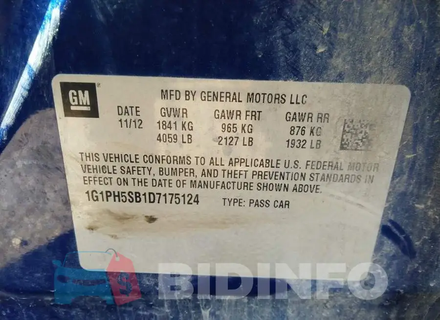 1G1PH5SB1D7175124 Photo# 9