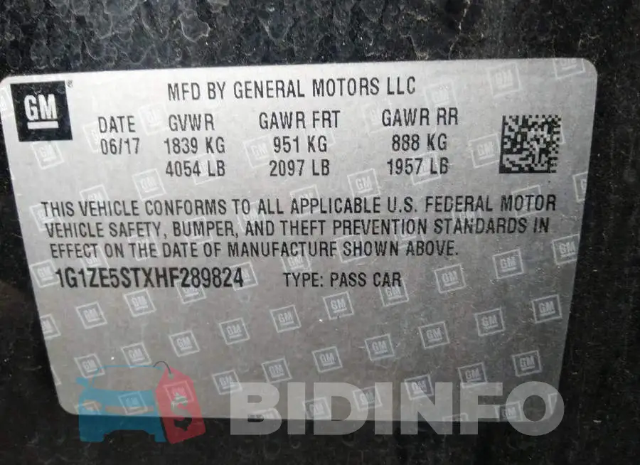 1G1ZE5STXHF289824 Photo# 9