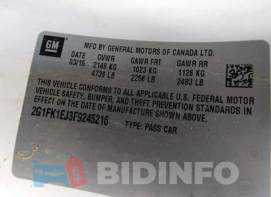 2G1FK1EJ3F9245216 Photo# 9