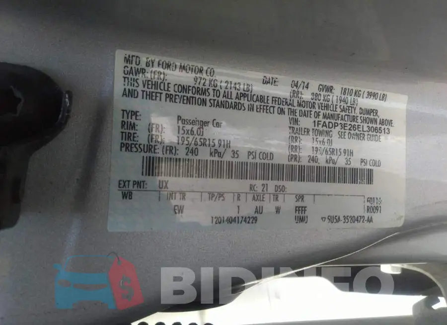 1FADP3E26EL306513 Photo# 9