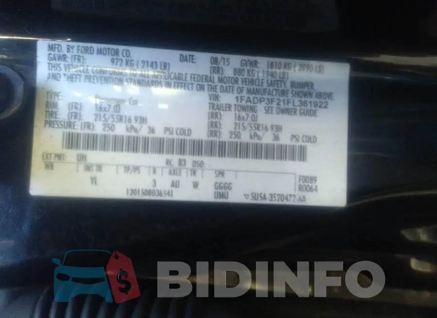 1FADP3F21FL361922 Photo# 9