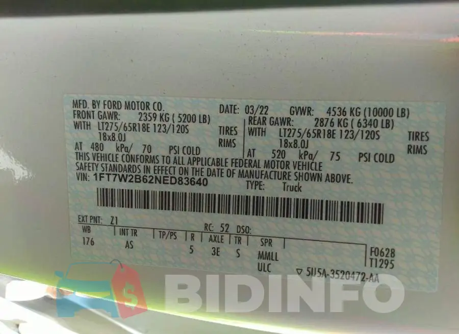 1FT7W2B62NED83640 Photo# 9
