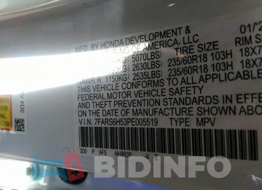 7FARS6H53PE005519 Photo# 9