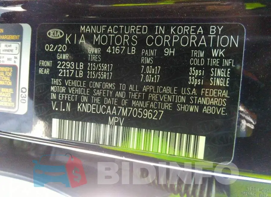 KNDEUCAA7M7059627 Photo# 9