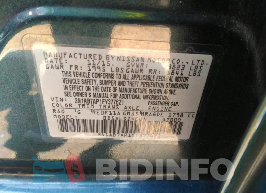 3N1AB7AP1FY377621 Photo# 9