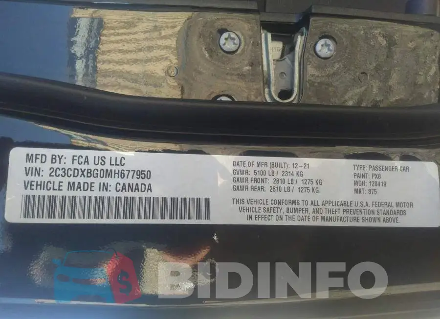 2C3CDXBG0MH677950 Photo# 9