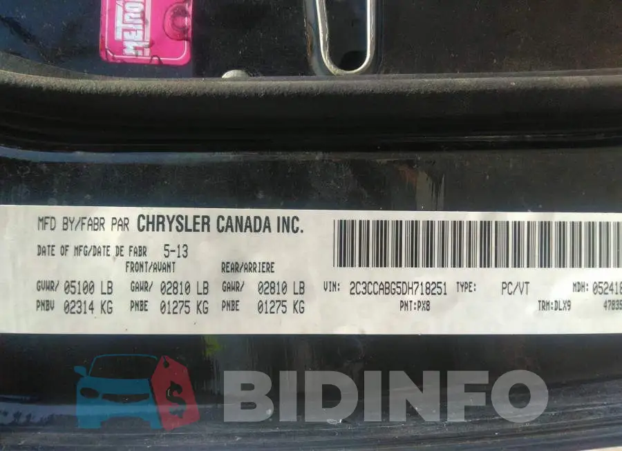 2C3CCABG5DH718251 Photo# 9