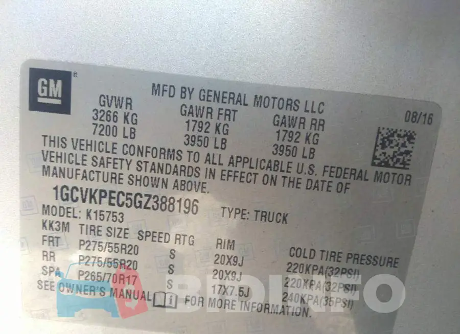 1GCVKPEC5GZ388196 Photo# 9