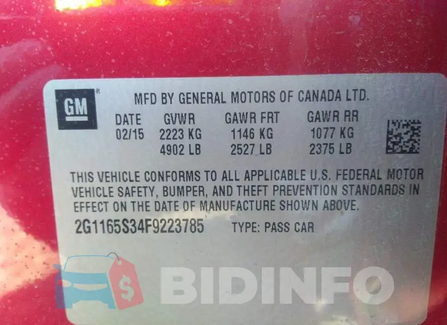 2G1165S34F9223785 Photo# 9