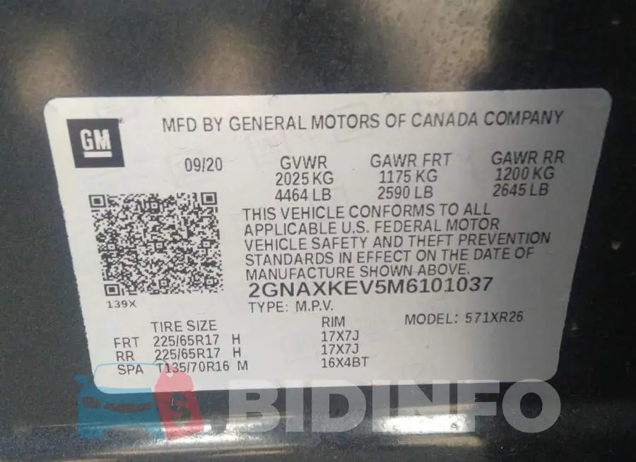 2GNAXKEV5M6101037 Photo# 9