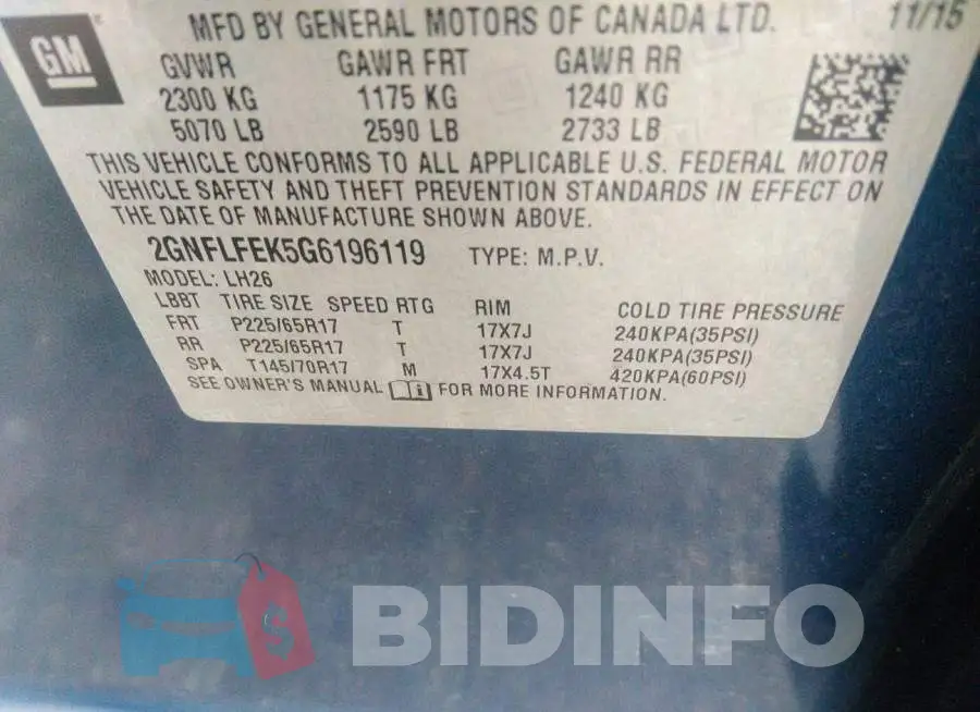 2GNFLFEK5G6196119 Photo# 9