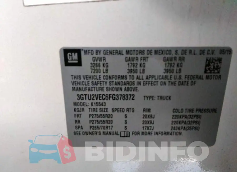 3GTU2VEC6FG378372 Photo# 9