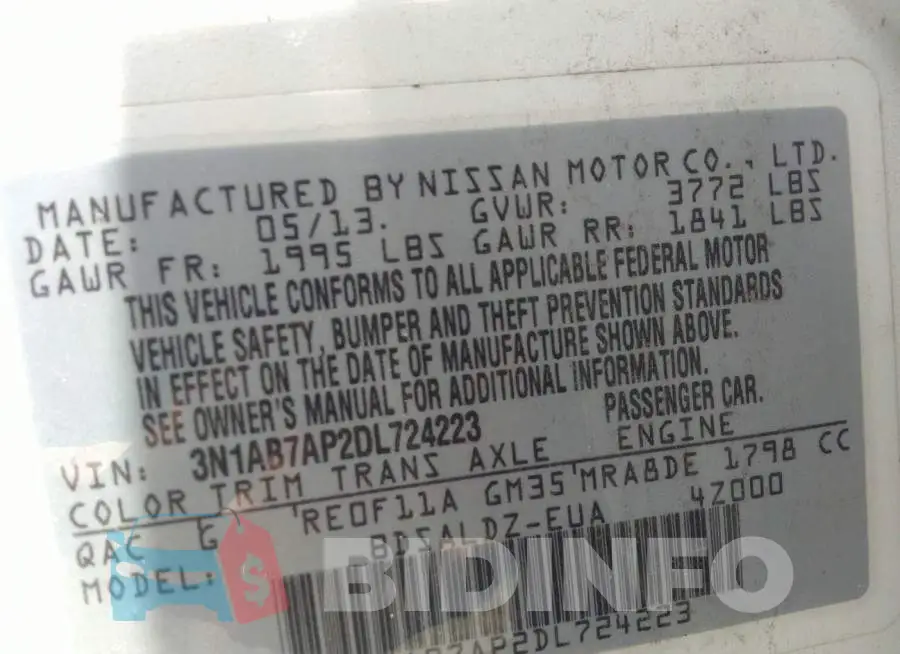 3N1AB7AP2DL724223 Photo# 9