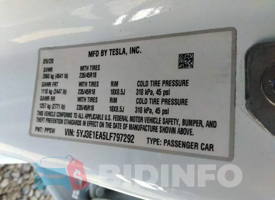 5YJ3E1EA5LF797292 Photo# 9