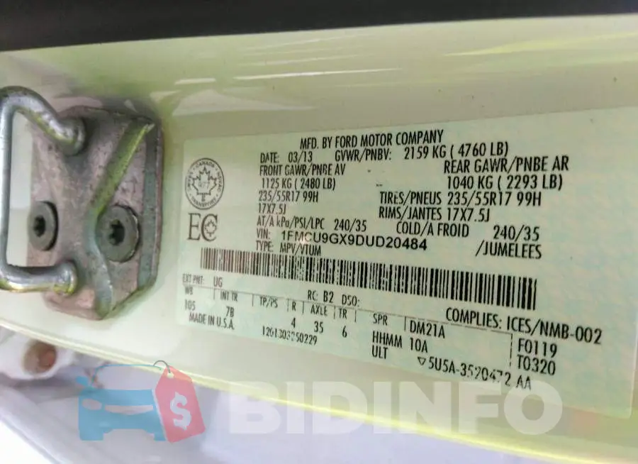 1FMCU9GX9DUD20484 Photo# 9